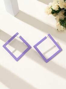 1 par de pendientes cuadrados de hierro minimalistas y modernos para mujer, joyería para fiestas y uso diario