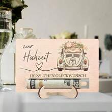 3styles Wedding Blessing Gifts, German Wooden Money Holder Cash Gift Packaging, Wedding Decoration Ornaments Newlyweds Wedding Souvenirs, Home Decoration Room Desktop Ornaments, Love Decorations
