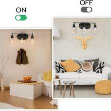 3-Lights Bathroom Light Fixtures E26,Vintage Wall Mount Light Fixture,Black Modern Vanity Lights, Bathroom Wall Lamp(Excluding Light Bulbs) - màu đen - Xem 7