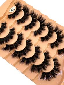 HBZGTLAD 7pcs/Pack Thick & Natural Look False Eyelashes, Includes Cat Eye, Wispy, Flare Styles, Giving Lashes A Fanned Out 3D Fluffy Russian Doll Effect For Natural Extension - Black - View 4