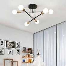 A Piece OfModern  Chandelier Ceiling Light Fixtures,6-Lights Industrial Metal Semi Flush Mount Ceiling Light For Bedroom Dining Room Living Room Kitchen Hallway 5 Colors To Choose From - 6-light Chandelier - View 9