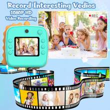 儿童相机即时打印，1080P 儿童即时相机，带打印纸，幼儿自拍数码摄像机，适合 6-12 岁男孩女孩的圣诞节生日礼物 - 两种颜色可供选择 - ZSK-A20拍得 - 查看 9