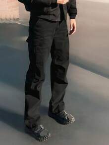 New Arrival Spring & Summer Loose Casual Straight-Leg Cargo Pants For Men, Versatile And Japanese Style - Black - View 1