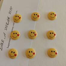 10/30/50 件黄色笑脸和心形树脂工艺装饰，笑脸带心形，适用于 DIY 珠宝、手机壳、发饰和手工装饰 - 黃色 - 查看 6