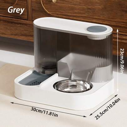 Drickfontän för husdjur, automatisk matare för katt och hund, smart kattmatare, matare för husdjur, 2-i-1-set, torr- och våtseparation, stor förvaringskapacitet för katt- och hundmat
