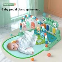 Baby Kick Klavier Fitness Puppe, 0-36 Monate Neugeborenes Kleinkind Bildungszentrum Musik Matte, Multi-sensorische Entwicklung Arm, Bein & Tastspiel Pad, Cartoon Charakterdesign Geschenk (Aufhängeringe Farbe zufällig, benötigt 3 AAA Batterien)