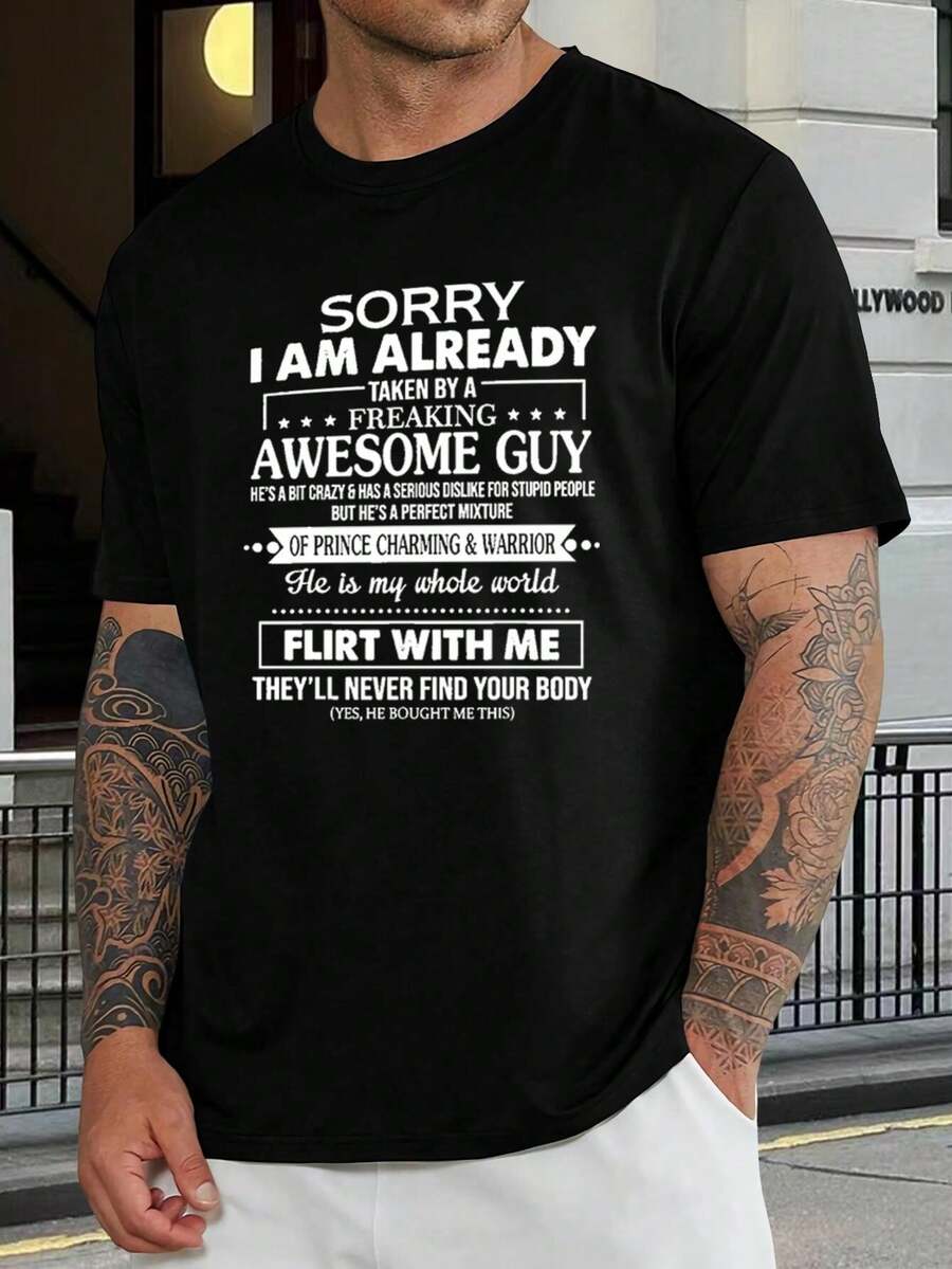 Camiseta divertida del día de San Valentín para él - 'Lo siento, ya estoy comprometido' - Regalo increíble para el marido, regalo de aniversario para la esposa, camiseta coqueta para mujeres - Negro - Ver 1