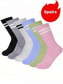 1/5/6/10/12 Pairs Solid Color Elastic Bottom Unisex Outdoor Sports Riding Running Mid-Calf Socks