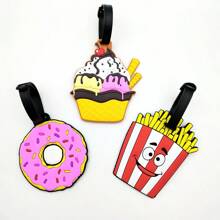 1/3 Pcs Bright Attractive Doughnut & French Fries Luggage Tags, PVC Soft Pendant Identifiers For Luggage, Backpacks, And SuitcasesSuitcase Tag Holiday Vacation For Travel For Honeymoon For College For School Bag For Flying For Cruise For Bags Portable Anti-Lost