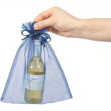 20个欧根纱礼品袋，适用于情人节、母亲节、教师节、复活节等节日，可用作珠宝袋、小网袋、束口袋、婚礼回礼袋、手镯袋，透明材质，适合包装小礼物。 - 藏蓝色 - 查看 7