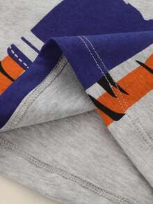 少年卡通老虎印花短袖休閒T恤，夏季透氣款式