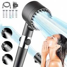 Duschköpfe mit hohem Druck, mit Filter, Duschschlauch und Duschhalterung, 4 Spray-Jet-Modi mit hohem Druck Badezimmer Duschkopf, mit Pausetaste, massierendem Wassersparen, große Dusch-Badezimmer-Accessoires