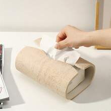 1pc Resin Tissue Box Holder Desktop Tissue Holder Tissue Box Cover Tissue Storage Box Centerpiece Bathroom Accessories Imitation Stone Material - 1pc - View 3