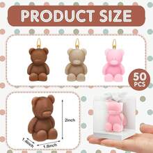 50 Pcs Bear Baby Shower Candle Favors For Guest Bear Party Favors Baby Shower Candles Bulk For Gifts Party Decorations - Red - View 2