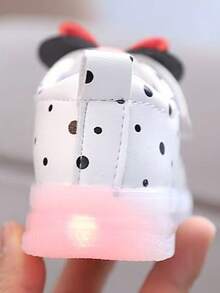 1双幼儿女童蝴蝶结波点亮片休闲运动鞋，春/秋/冬款 - 白色 - 查看 4