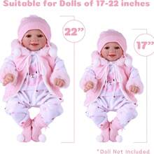 Babeside 5 Pcs Reborn Doll Clothes Set - Winter Accessories With Hats, Socks For 17-22 Inch Dolls, Pink - Hồng - Xem 9