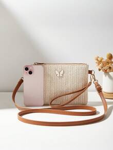 Nueva bolsa de paja de moda, bolso de hombro y cruzado para mujer, bolso de mano, monedero pequeño - Marrón - Ver 4