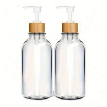 1/2 Pieces Clear Soap Dispenser, Bathroom Hand Soap And Lotion Dispenser Set With Bamboo Pump, 16 Ounces Plastic Hand Soap And Dish Soap Dispenser Set For Kitchen, Refillable Liquid Soap Bottle, Countertop Lotion Bottle, Bathroom Hand Soap Dispenser, (For Shampoo, Shower Gel, Conditioner), Bathroom Accessories Back To School