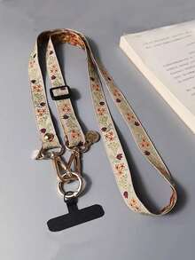 Lanière de téléphone en nylon floral avec pendentif perle, bracelet compatible accessoire universel - Collier/Floral - Voir 9