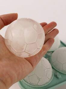 1 Stück 4 Kammern 3D Sphärisches Fußball Basketball Silikon Eiswürfelform, Schwarz, Kaffee, Olivgrün Farben, Eiswürfelmaschine für Kühlschrank, großes Volumen, einfache Entnahme, praktische Eisherstellung, versiegelte Verpackung, mit Deckel, Küchenartikel