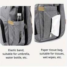 Baby Changing Bag Diaper Bag Large Nappy Backpack With Portable Changing Mat UK - Grey - View 5