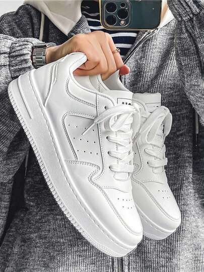 Los hombres de bloqueo de color cien fondo grueso zapatos casuales bordo, zapatos de los hombres de tenis, zapatillas de deporte de la PU de los hombres casuales, antideslizante y resistente al desgaste, adecuado para los deportes al aire libre, la fotografía de viajes y ropa casual todos los días.