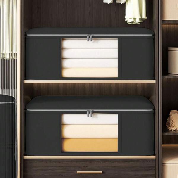 1/3pcs Large Capacity Luggage Bag, Wardrobe Storage Bag With Lid And Handles, For Storing Clothes, Quilt, Toys, Used For Wardrobe, Bedroom, Home, Dorm, Space-Saving Storage Box