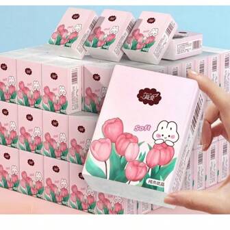 3层6张口袋旅行面巾纸，迷你可爱粉色一次性餐巾纸，适合外出、婚礼、派对、万圣节、圣诞节、情人节、母亲节礼物