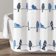 New Lush Decor Rowley Birds Shower Curtain, 72\U201d W X 72\U201d L, Navy - Colorful Floral Bird Pattern - Whimsical & Playful Bird Shower Curtain - Farmhouse, Coastal, & Boho Bathroom Decor - 海軍藍 72 英吋寬 x 72 英吋長(1 包) - 查看 5