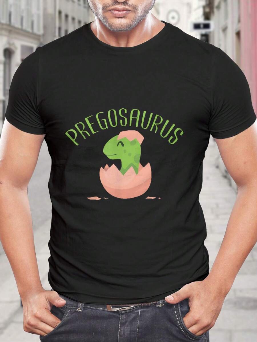 Camiseta de dinosaurio para anuncio de embarazo - Divertido regalo para baby shower de dinosaurio para futuros padres - Camiseta unisex de embarazo divertida - Negro - Ver 1
