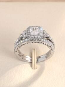 1入男士迷人方形氧化鋯戒指，派對配飾珠寶禮物 - 1# - 查看 7