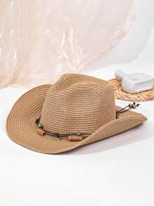 Um Pacote de Chapéu de Palha de Verão Leve Cáqui para Mulheres, Respirável e Confortável, Leve e Conveniente, Chapéu Solar Primaveril à Prova de Vento e com Proteção Solar, que Destaca o Rosto com Elegância e Delicadeza, Ideal para Passeios, Compras, Férias e Uso Diário!