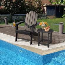Adirondack Chair Outdoor Fire Pit Chairs, HDPE Weather Resistant Patio Chair For Outside Campfire,Deck, Garden, Yard, Lawn Furniture Porch And Lawn Seating Composite Chairs, Black - 黑色 - 查看 9