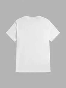 Matching Couple And Valentine's Letter Print T-Shirt, Short Sleeve Crew Neck Casual Top For Summer & Spring, Women's Clothing - 男性 - 查看 3