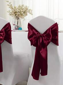 10 pièces Chemin de table en satin, 30*275cm/17*275cm, lisse, couleur bordeaux unie, convient pour les mariages, anniversaires, dîners, cérémonies de remise des diplômes et autres événements. Peut également être noué en nœuds pour la décoration des chaises.