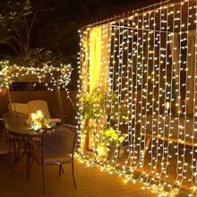 1pc 300 LED Curtain String Fairy Light, USB Powered With Remote Control For 8 Lighting Modes, Ideal For Weddings, Birthdays, Parties, Christmas, Garden, Living Room, Bedroom, Holiday Decor