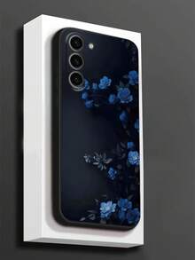 花朵 1 件蓝色印花防摔防滑黑色保护手机壳适用于 Galaxy A04e/A05s/A13/A14/A15/A34/A35/A50/A52/A53/A54/S21/S22/S23/S24/S25/S25Ultra - 黑色 - 查看 2