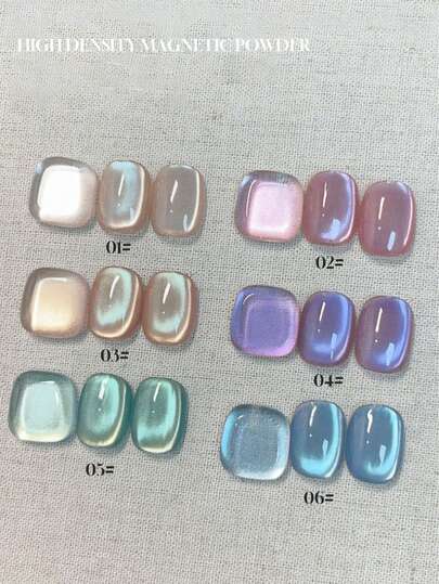 6PCS 2025 新款情人节礼物夏季优雅黄、蓝、绿、紫星空透明水晶猫眼凝胶指甲油，季节性杯猫眼磁性美甲，搭配底漆和面漆，需要紫外线灯，植物基凝胶 6 色套装适合初学者、家庭、办公室、通勤、约会、无病毒热销款式沙龙级 28 天穿着。