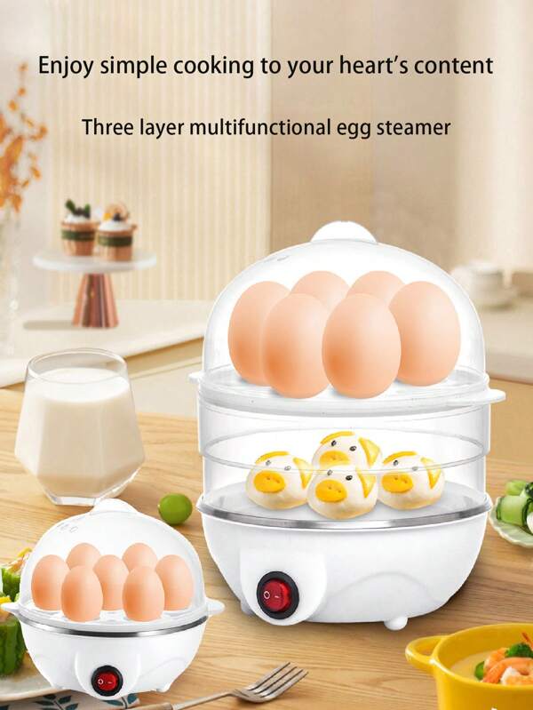 Multi Functional Egg Boiler, Electric Egg Boiler, Double-Layer Corn Syrup Instant Breakfast Egg Steamer, Electric Egg Boiler, Double-Layer Multifunctional Egg Boiler, Corn Milk Quick Breakfast Cooking Egg Steamer, Kitchen Appliances