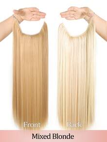 隐形接发棕色金色红色黑色长直发合成薄轻假发透明线可调节头带女士无夹 24 英寸秘密假发一体式 - 彩色 - 查看 8