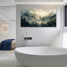 FUHAIHUA Canvas Wall Art For Living Room Large Wall Decor For Office Modern Bedroom Decorations Forest Fog Landscape Pictures Farmhouse Painting Artwork Wall Mural Aesthetic Home Decor 30x60 In- (Wrapped Canvas) - White - View 4