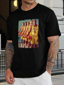 Camiseta retro de baloncesto Michigan Fab Five - Ropa de baloncesto universitario vintage, camiseta gráfica para hombre y mujer, ropa informal de calle, camiseta de manga corta para papá - Negro - Ver 1