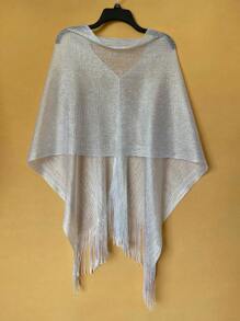 1 peça de poncho xale feminino com borlas, elegante e versátil, para primavera/verão, adequado para várias ocasiões