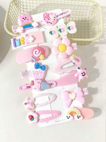 14pcs/Set Pink Fabric Hairclips For Women, Cute Mini Bangs & Scraps Hair Clips, Non-Damaging Hair Accessories Claw Clips Hair Slide Hair Barrettes