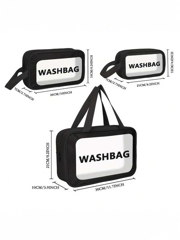 3 Large-Capacity High-Quality Cosmetic Bags - PU Transparent Design Travel Toiletries Storage Bags With Handles, Black Cosmetic Bags Suitable For Gyms, Swimming And Daily Use, Portable Toiletries Storage Bags For Both Men And Women