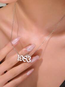 1 Stück minimalistische Edelstahl Halskette mit Zahlenkrone 1980-2025, geeignet für den täglichen Gebrauch von Frauen, Geburtstagsgeschenk für Mutter, Vater, Freundin, beste Freundin, Familie, Klassenkameradin