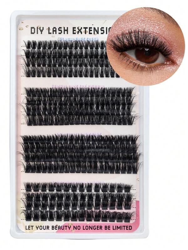 296 piezas de extensiones de pestañas individuales, estilo natural y esponjoso, con rizado D, longitud mixta de 10-16mm, con grados 60D+80D+100D+120D, reutilizables y dramáticas, adecuadas para principiantes