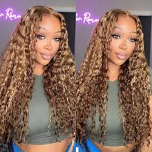 Highlight Blonde Glueless Wig Human Hair Pre Plucked Pre Cut 7x5 HD Deep Wave Highlight Ombre Lace Front Wigs Human Hair 4/27 Wet And Wavy Lace Frontal Wig 250% Density Ready To Wear - Highlight & Piano - View 6