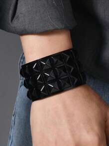 1 pieza Brazalete de puño cuadrado con remaches de estilo punk, accesorio unisex personalizado para fotografía callejera, discoteca de Halloween, minimalista de pulsera adecuado para uso diario y como regalo