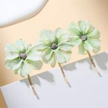 6 件雏菊花夹，仿波西米亚风格 5 厘米发饰，扁平爪夹，发夹，发夹，发夹 - 綠色 - 查看 5